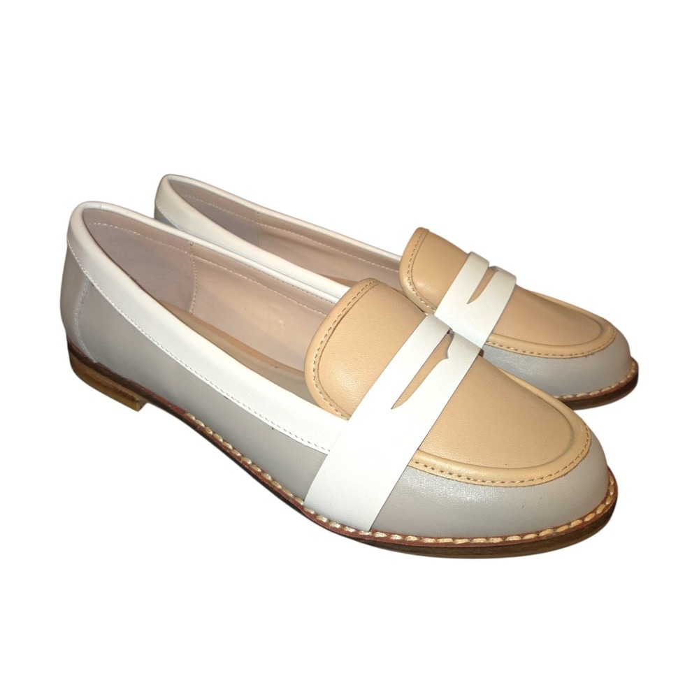 Dune London Guapo Penny Loafers Sz EU 37/US 6 TriColor Leather Slip On Flats NEW